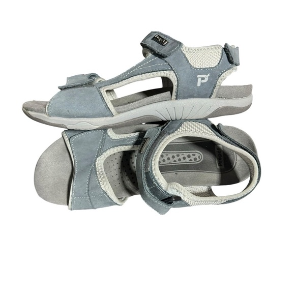 Propet Women's Helen Leather Sports Sandals Slate Blue Adjustable Straps - Picture 2 of 7